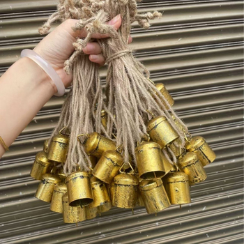 Звънче от Tin метал със конопено въже, декоративно антично стилово