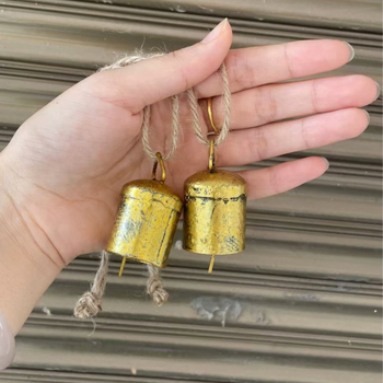 Звънче от Tin метал със конопено въже, декоративно антично стилово