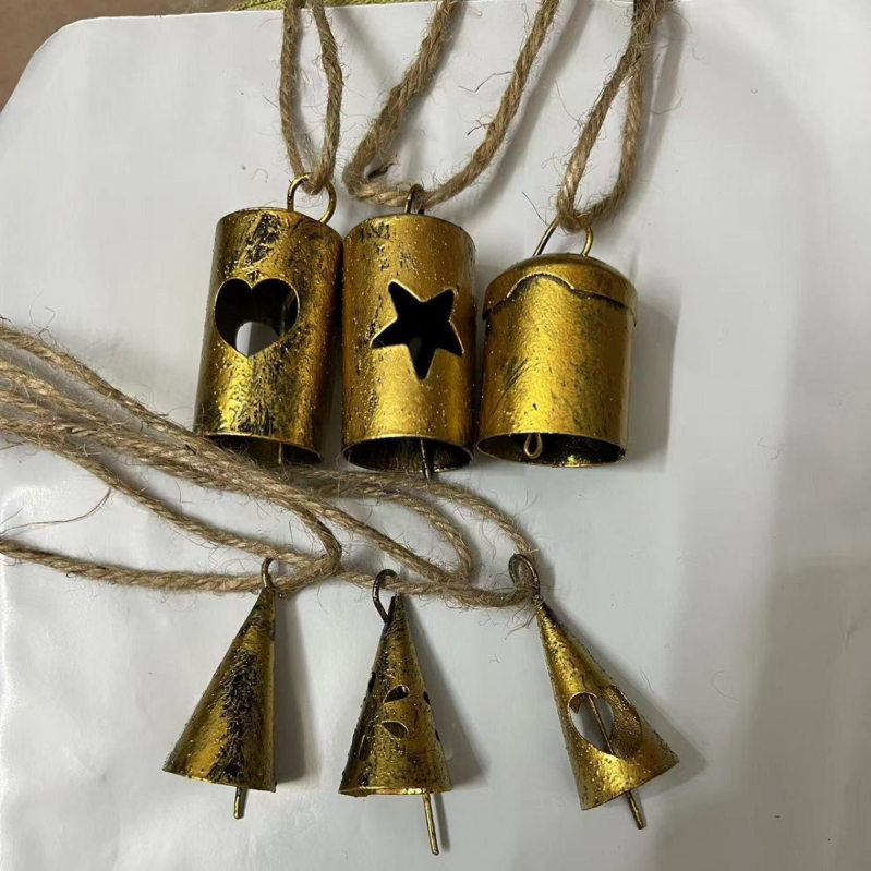 Звънче от Tin метал със конопено въже, декоративно антично стилово