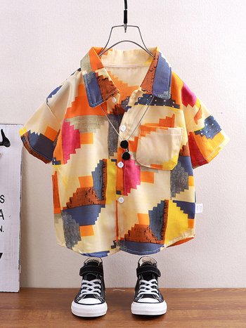 Cămașă copii Easy Cartoon, unisex, mâneci scurte, 3–8 ani (100–140 cm), amestec poliester, modele: plasa, desene animate, litere, camuflaj, abstract