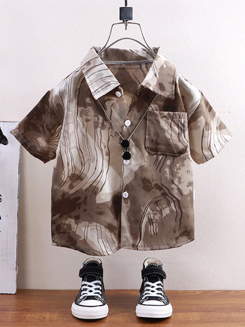 Cămașă copii Easy Cartoon, unisex, mâneci scurte, 3–8 ani (100–140 cm), amestec poliester, modele: plasa, desene animate, litere, camuflaj, abstract