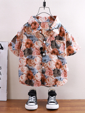 Cămașă copii Easy Cartoon, unisex, mâneci scurte, 3–8 ani (100–140 cm), amestec poliester, modele: plasa, desene animate, litere, camuflaj, abstract