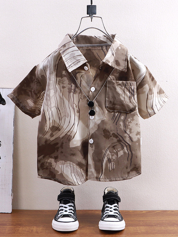 Cămașă copii Easy Cartoon, unisex, mâneci scurte, 3–8 ani (100–140 cm), amestec poliester, modele: plasa, desene animate, litere, camuflaj, abstract