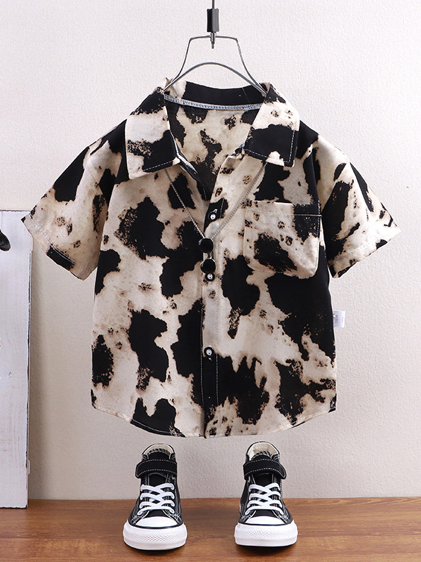 Cămașă copii Easy Cartoon, unisex, mâneci scurte, 3–8 ani (100–140 cm), amestec poliester, modele: plasa, desene animate, litere, camuflaj, abstract