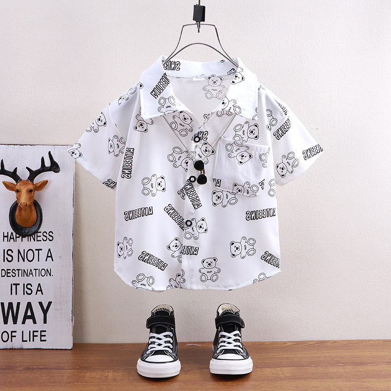 Cămașă copii Easy Cartoon, unisex, mâneci scurte, 3–8 ani (100–140 cm), amestec poliester, modele: plasa, desene animate, litere, camuflaj, abstract