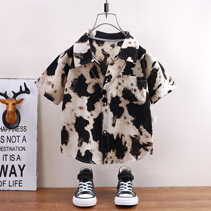 Cămașă copii Easy Cartoon, unisex, mâneci scurte, 3–8 ani (100–140 cm), amestec poliester, modele: plasa, desene animate, litere, camuflaj, abstract