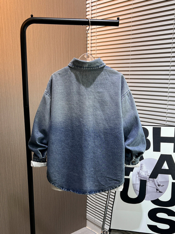 Дънково яке-риза за момчета, дълги ръкави, яка лацпол, 65% памук 35% полиестер, пролетен стил