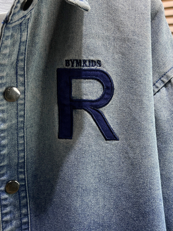 Дънково яке-риза за момчета, дълги ръкави, яка лацпол, 65% памук 35% полиестер, пролетен стил