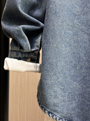 Дънково яке-риза за момчета, дълги ръкави, яка лацпол, 65% памук 35% полиестер, пролетен стил