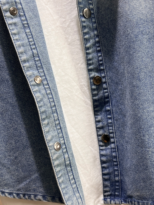 Дънково яке-риза за момчета, дълги ръкави, яка лацпол, 65% памук 35% полиестер, пролетен стил