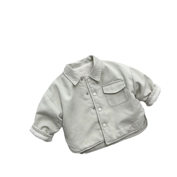 Dječja reverzibilna košulja s flis podstavom, korejski Mori retro stil, 100% pamuk, dugi rukavi, ovratnik lapel, topla za zimu, uzrast 3–8 godina