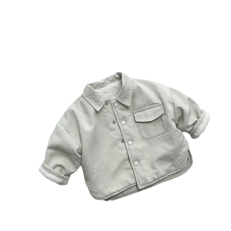 Dječja reverzibilna košulja s flis podstavom, korejski Mori retro stil, 100% pamuk, dugi rukavi, ovratnik lapel, topla za zimu, uzrast 3–8 godina