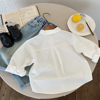 Cămașă pentru copii în stil coreean, pentru toamnă, mâneci lungi, 100% bumbac, potrivită pentru vârsta 3–8 ani