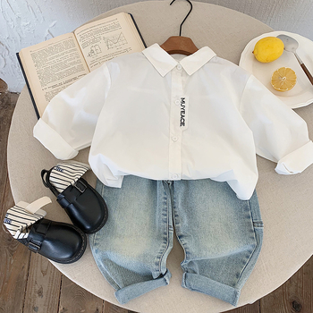 Cămașă pentru copii în stil coreean, pentru toamnă, mâneci lungi, 100% bumbac, potrivită pentru vârsta 3–8 ani