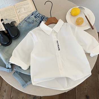 Cămașă pentru copii în stil coreean, pentru toamnă, mâneci lungi, 100% bumbac, potrivită pentru vârsta 3–8 ani