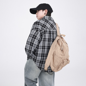 Cămașă pentru copii, stil coreean, carouri, din bumbac, mâneci lungi, pentru primăvară și toamnă