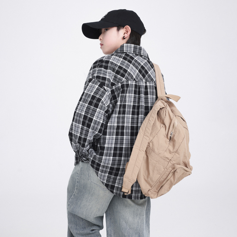 Cămașă pentru copii, stil coreean, carouri, din bumbac, mâneci lungi, pentru primăvară și toamnă