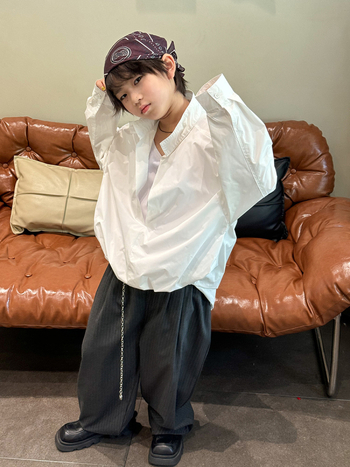 Laste särk võltsitud kaheosaline välimusega, Korea stiilis mudel, turn-down krae, 100% polüester