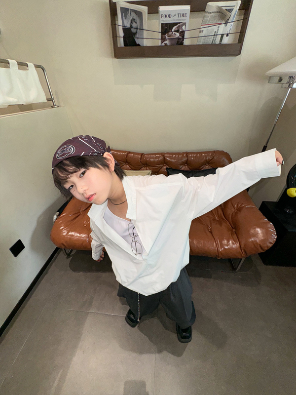 Laste särk võltsitud kaheosaline välimusega, Korea stiilis mudel, turn-down krae, 100% polüester