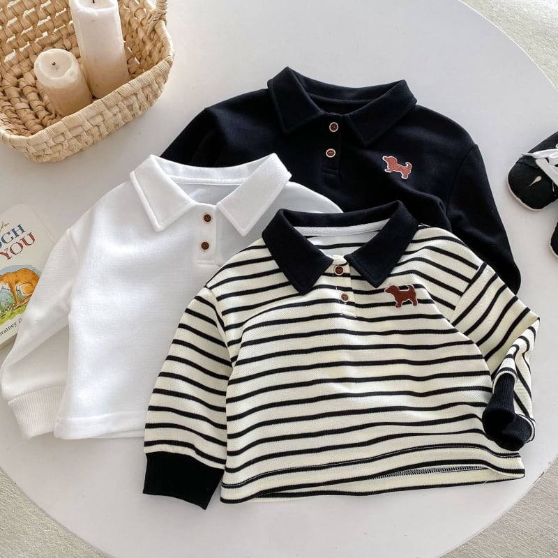 Unisex dječja polo majica, prugasta, dugi rukav, polo ovratnik, korejski stil, pamuk, mekana tekstura, za uzrast 3-8 godina, proljeće i jesen