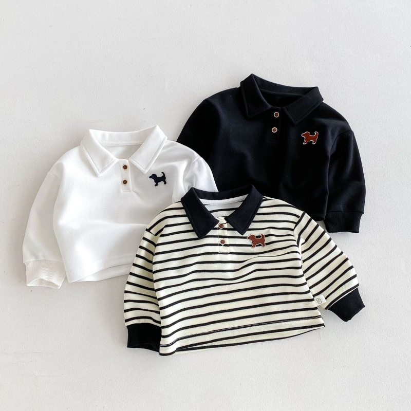 Unisex dječja polo majica, prugasta, dugi rukav, polo ovratnik, korejski stil, pamuk, mekana tekstura, za uzrast 3-8 godina, proljeće i jesen