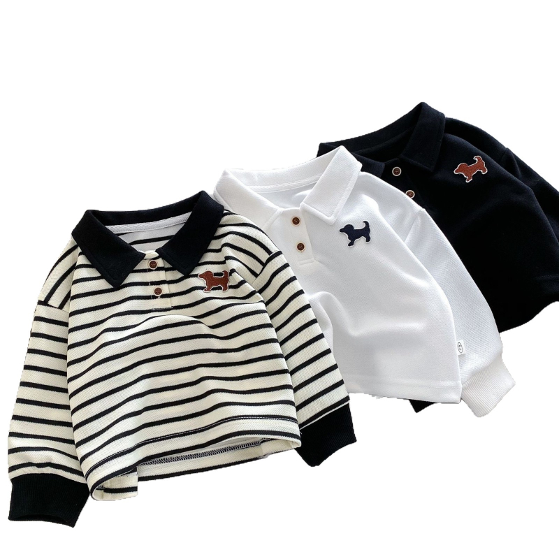 Unisex dječja polo majica, prugasta, dugi rukav, polo ovratnik, korejski stil, pamuk, mekana tekstura, za uzrast 3-8 godina, proljeće i jesen