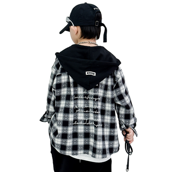 Dječja karirana košulja-jakna, korejski stil, ovratnik tip Lapel, 80% pamuk, jesen 2025