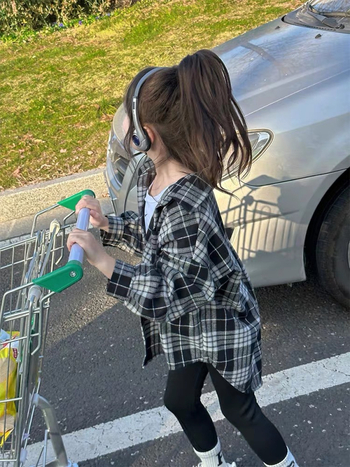 Dječja karirana košulja s dugim rukavima, korejskog stila, rever ovratnik, 80% pamuk, za djecu iznad 8 godina (visina iznad 140 cm), pogodna za proljeće i jesen.