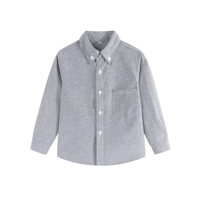 Dječja košulja s dugačkim rukavima u stilu Oxford, brushed pamuk, unisex, za djecu 3–8 godina, jednofarbni uzorak, ovratnik tip Lapel, pogodna za zimu, proljeće i jesen