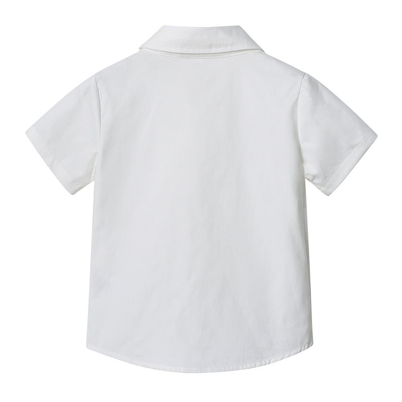 Cămașă pentru copii în stil coreean, mânecă scurtă, gulă rever, 90% bumbac (Guler: rever; Mâneci: scurte; Material: 90% bumbac; Sezon: Vară; Vârstă: 8+)