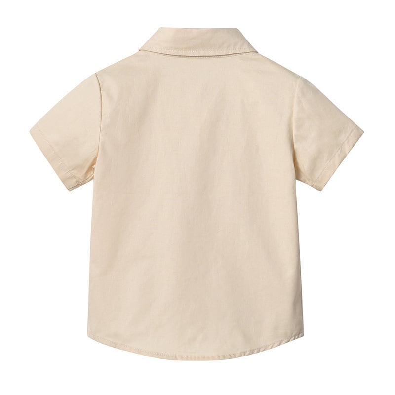 Cămașă pentru copii în stil coreean, mânecă scurtă, gulă rever, 90% bumbac (Guler: rever; Mâneci: scurte; Material: 90% bumbac; Sezon: Vară; Vârstă: 8+)