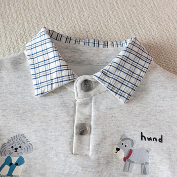 Cămașă pentru copii, stil coreean, mâneci lungi, guler rever, imprimeu desene animate