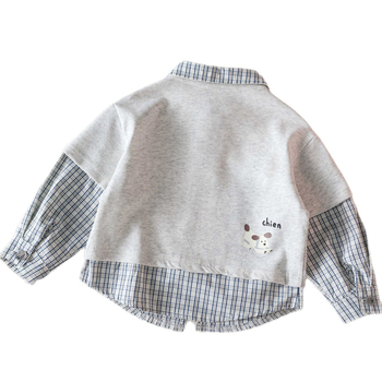 Cămașă pentru copii, stil coreean, mâneci lungi, guler rever, imprimeu desene animate