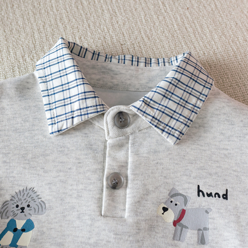 Cămașă pentru copii, stil coreean, mâneci lungi, guler rever, imprimeu desene animate