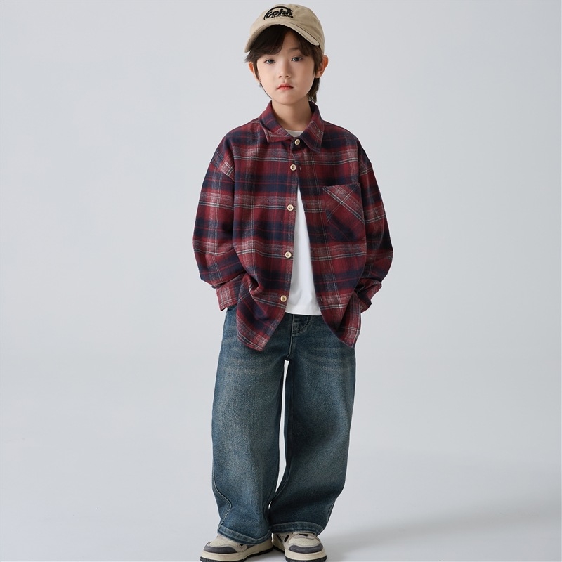 Poiste korea stiilis ruuduline pikkade varrukatega särk, 100% puuvill, pehme viimistlus.