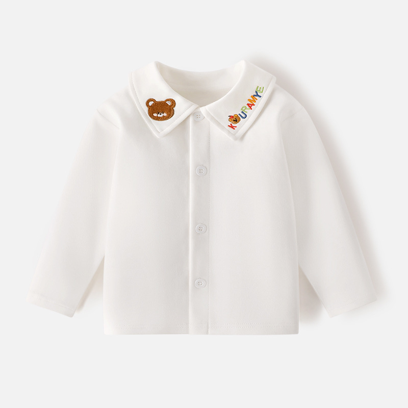 Unisex laste polo särk pikade varrukatega ja lapel-kaelusega, 100% puuvillane; sobib kevadeks, sügiseks ja talveks; mustrid: loomad, multikad, tähed, lilled