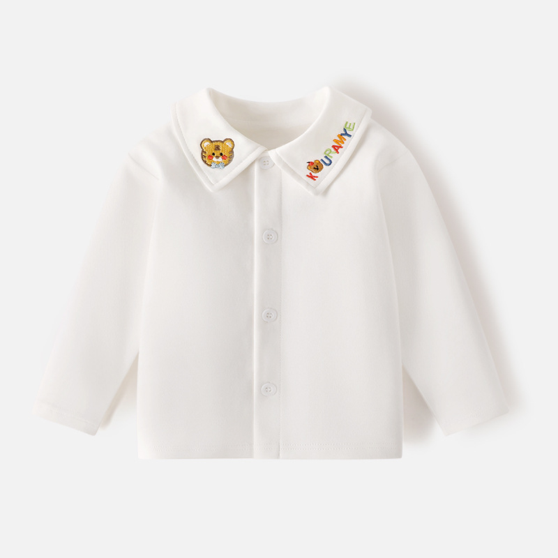 Unisex laste polo särk pikade varrukatega ja lapel-kaelusega, 100% puuvillane; sobib kevadeks, sügiseks ja talveks; mustrid: loomad, multikad, tähed, lilled