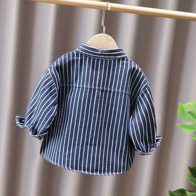 Dječja traper jakna s vertikalnim prugama, dugi rukavi, 80% pamuka, korejski stil, za djecu od 3 do 8 godina