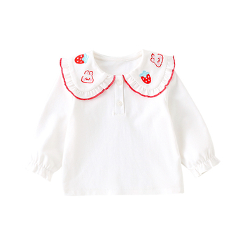 Cămașă pentru copii, stil prințesă, guler cu rever, 100% bumbac, mâneci lungi