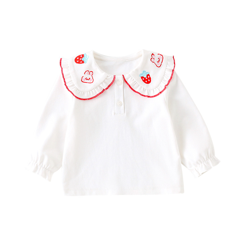 Cămașă pentru copii, stil prințesă, guler cu rever, 100% bumbac, mâneci lungi