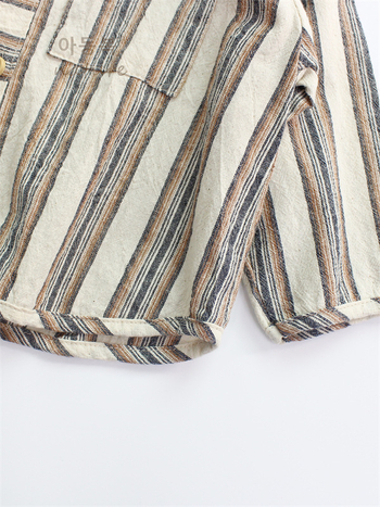 Cămașă pentru copii, stil coreean, guler rever, cu dungă, bumbac 95%, mâneci lungi, pentru copii 3-8 ani