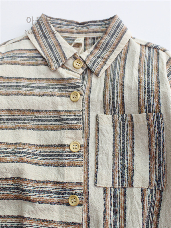 Cămașă pentru copii, stil coreean, guler rever, cu dungă, bumbac 95%, mâneci lungi, pentru copii 3-8 ani