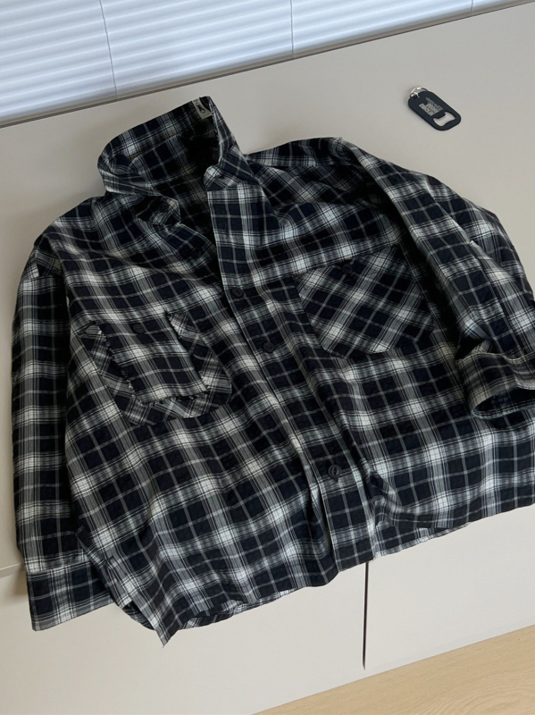 Cămașă pentru copii în carouri, etichetă brodată la guler, din bumbac, mâneci lungi, unisex, stil coreean, toamnă 2025