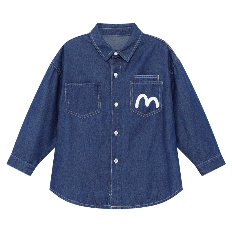 Dječja denimska košulja-jakna za dječake, Left West, preppy stil, dugi rukav, pamuk mješavina, proljeće-jesen