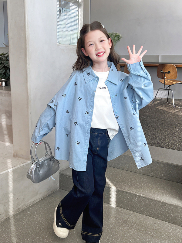 Cămașă pentru copii din bumbac 100%, stil coreean, guler rever, mâneci lungi, pentru copii peste 8 ani