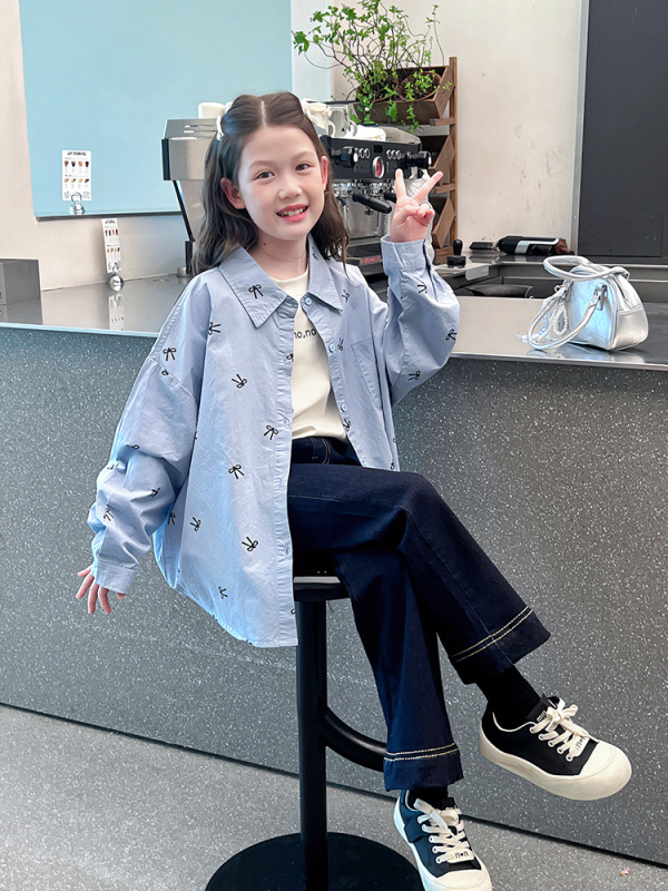 Cămașă pentru copii din bumbac 100%, stil coreean, guler rever, mâneci lungi, pentru copii peste 8 ani