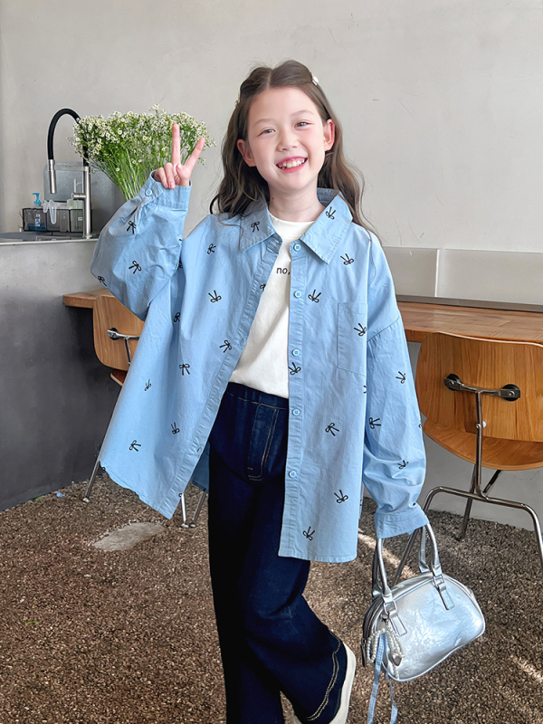 Cămașă pentru copii din bumbac 100%, stil coreean, guler rever, mâneci lungi, pentru copii peste 8 ani