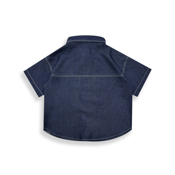 Cămașă pentru copii din bumbac, mâneci scurte, guler pătrat, vară 2025, unisex