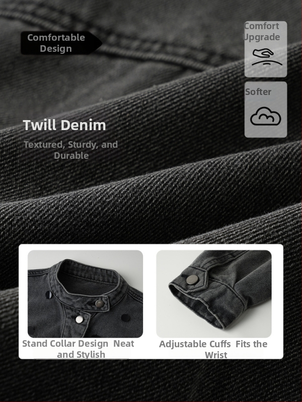 Mergaitėms džinsinė striukė su karoliukais, medvilnė, užtrauktukas, švelni apdaila, Korėjos stilius, ruduo, 3–8 metų vaikams