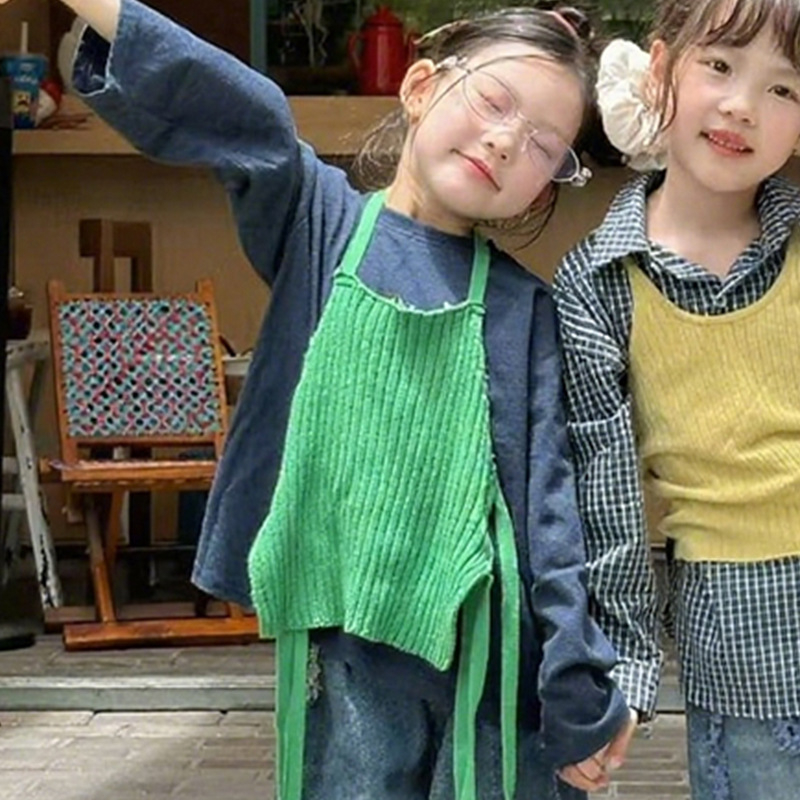 Dječji kostim u korejskom stilu za jesen – karirani uzorak, pamučna smjesa